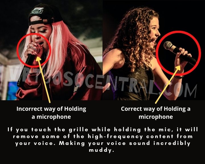 correct vs. incorrect way of holding a microphone