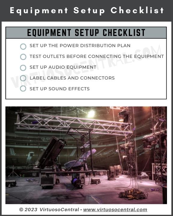 this image shows the equipment setup checklist