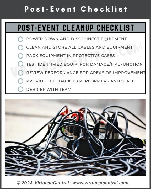 this image shows the post-event cleanup checklist