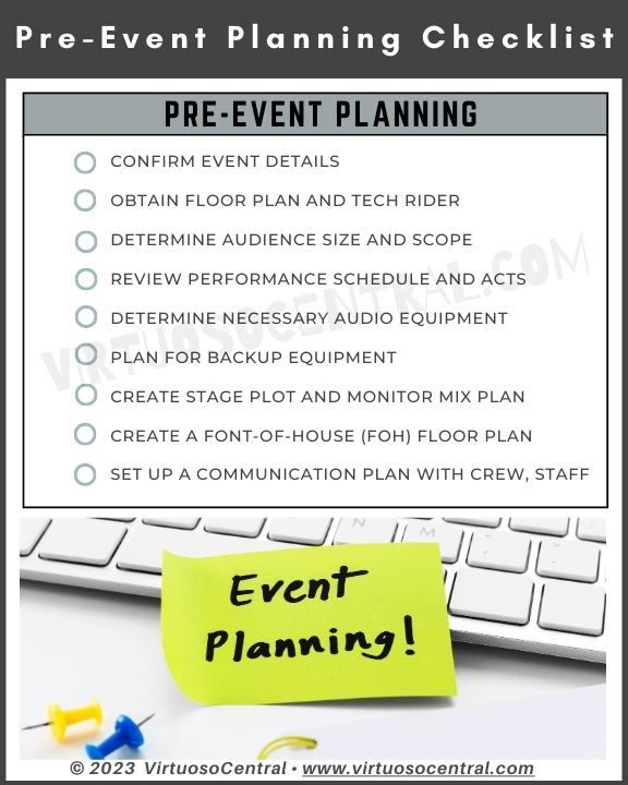 this image shows the pre-event planning checklist
