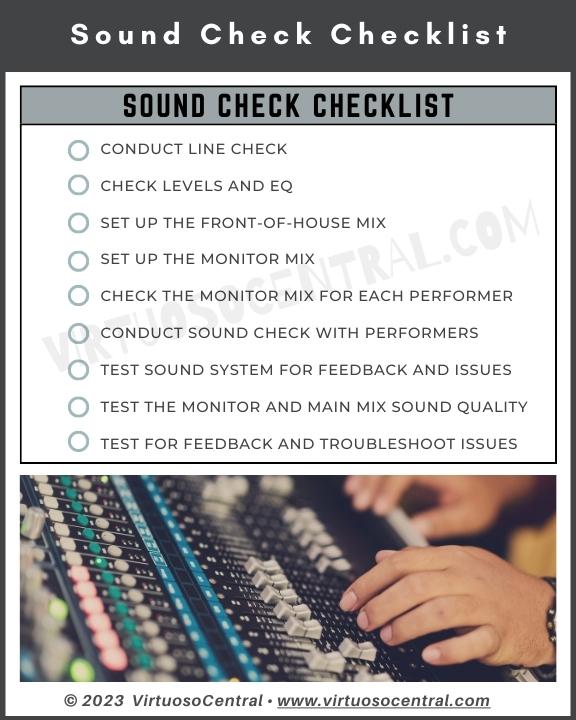this image shows the sound check checklist